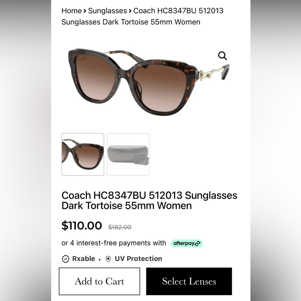 SOLD - Coach Tortoise Shell Sunglasses - Picture 9 of 9